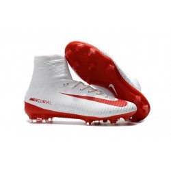 2016 Nouveau Chaussures de Football Mercurial Superfly V FG Blanc Rouge