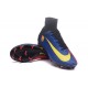 2016 Nouveau Chaussures de Football Mercurial Superfly V FG Barcelona FC Bleu Rouge Jaune Noir