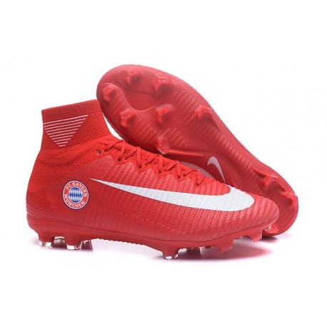 2016 Nouveau Chaussures de Football Mercurial Superfly V FG FC Bayern München Rouge Blanc