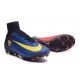 2016 Nouveau Chaussures de Football Mercurial Superfly V FG Barcelona FC Bleu Rouge Jaune Noir