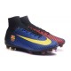 2016 Nouveau Chaussures de Football Mercurial Superfly V FG Barcelona FC Bleu Rouge Jaune Noir