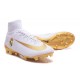 2016 Nouveau Chaussures de Football Mercurial Superfly V FG Real Madrid FC Blanc Or