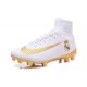 2016 Nouveau Chaussures de Football Mercurial Superfly V FG Real Madrid FC Blanc Or