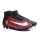 2016 Nouveau Chaussures de Football Mercurial Superfly V FG Manchester United Football Club Rouge Noir Blanc