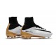 Nouveau Chaussures de Football Mercurial Superfly V FG pour Hommes Blanc Or Noir