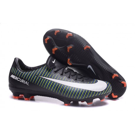 Nouvelles Nike Mercurial Vapor 11 FG Crampons de Football pour Hommes Noir Blanc Vert Électrique