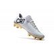 Nouvelles Nike Mercurial Vapor 11 FG Crampons de Football pour Hommes CR7 Vitórias Blanc Or Noir