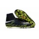 Nouvelles chaussures Nike HyperVenom Phantom II FG Football Crampons Noir Blanc Volt Bleu