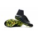 Nouvelles chaussures Nike HyperVenom Phantom II FG Football Crampons Noir Blanc Volt Bleu