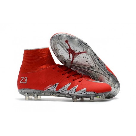 Nouvelles chaussures Nike HyperVenom Phantom II FG Football Crampons Rouge Argent