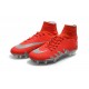 Nouvelles chaussures Nike HyperVenom Phantom II FG Football Crampons Rouge Argent