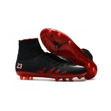 Hommes Nike HyperVenom Phantom II FG Chaussures de football Pas Cher - Jordan Noir Rouge Blanc