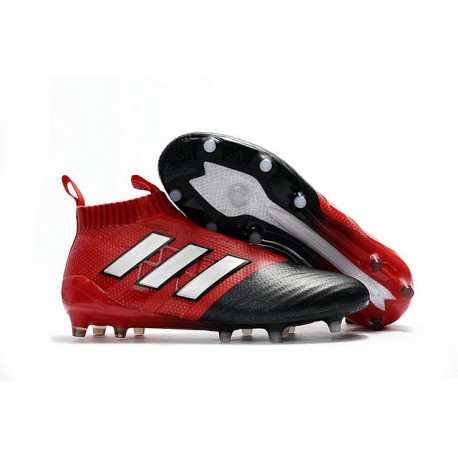 Nouveau Adidas Ace17+ Purecontrol FG/AG Chaussures de Football Blanc Rouge Noir