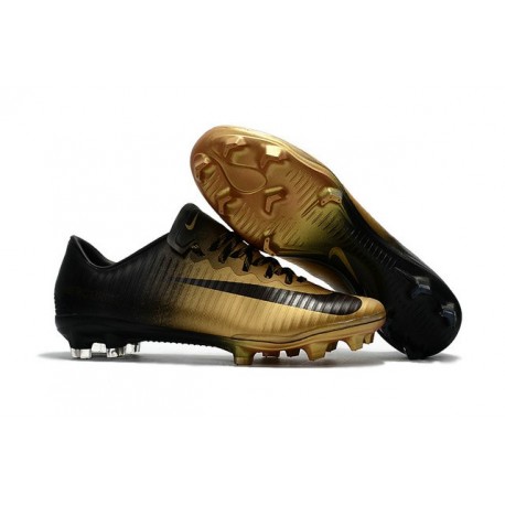 Nouvelles Nike Mercurial Vapor 11 FG Crampons de Football pour Hommes Or Noir 