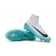 2017 Nouveau Chaussures de Football Mercurial Superfly V FG Blanc Bleu Noir