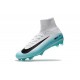 2017 Nouveau Chaussures de Football Mercurial Superfly V FG Blanc Bleu Noir