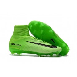 Nouveau Chaussures de Foot Nike Mercurial Superfly V FG Vert Électrique Noir Vert Fantôme