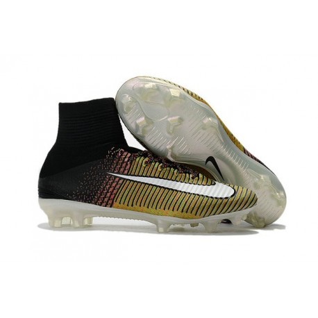 2017 Nouveau Chaussures de Football Mercurial Superfly V FG Multicolore Jaune blanc