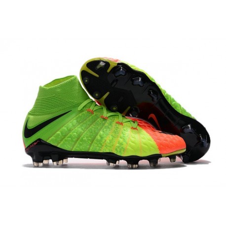 Crampon de Foot 2017 Nike HyperVenom Phantom 3 FG Pas Cher Vert Noir Orange