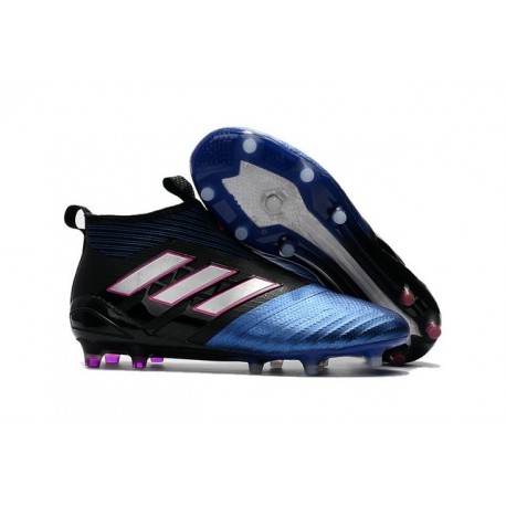 2017 Crampons Football Adidas Ace17+ Purecontrol FG Noir Blanc Bleu