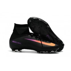 Chaussures de Foot Crampons Nike 2017 Mercurial Superfly 5 FG Noir Orange Violet