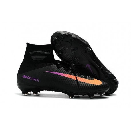 Chaussures de Foot Crampons Nike 2017 Mercurial Superfly 5 FG Noir Orange Violet