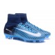 Chaussure de Foot Mercurial Superfly V ACC FG Crampons Foot Nike Bleu Blanc