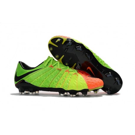 Chaussure de Foot Nike Hypervenom 3 FG Pas Cher Vert Noir Orange