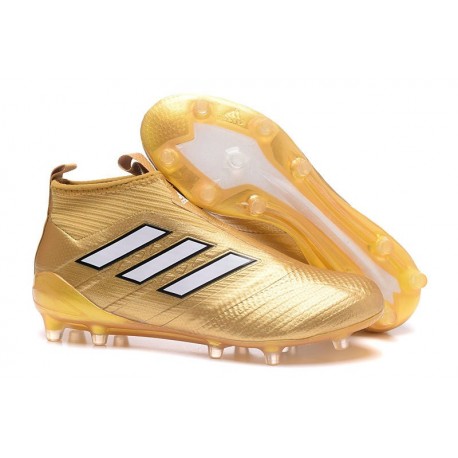 Chaussure Adidas Ace 17 Purecontrol FG Crampons Foot Pas Cher Or Blanc
