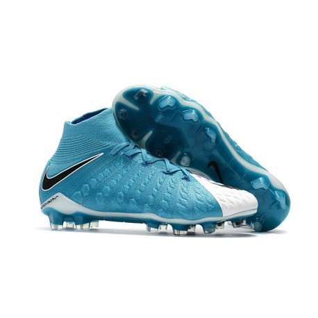 Nike HyperVenom Phantom III FG Chaussures Football Soldes Blanc Noir Bleu Photo