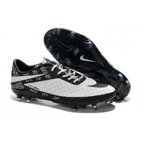 2014/2015 Chaussure de Football Nike Hypervenom Phantom FG Noir Blanc Pack de Réflexion