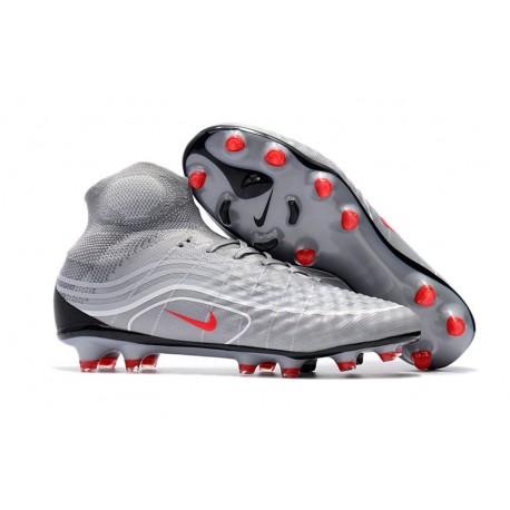 Crampon de Foot Nike Magista Obra II FG Air Max Pas Cher - Gris Cool Rouge Noir