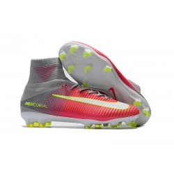 Chaussures de Football - Crampons Pour Terrain Sec Nike Mercurial Superfly V FG Hyper Rose Blanc Gris Loup