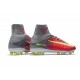 Chaussures de Football - Crampons Pour Terrain Sec Nike Mercurial Superfly V FG Hyper Rose Blanc Gris Loup