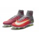 Chaussures de Football - Crampons Pour Terrain Sec Nike Mercurial Superfly V FG Hyper Rose Blanc Gris Loup