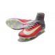 Chaussures de Football - Crampons Pour Terrain Sec Nike Mercurial Superfly V FG Hyper Rose Blanc Gris Loup