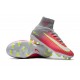 Chaussures de Football - Crampons Pour Terrain Sec Nike Mercurial Superfly V FG Hyper Rose Blanc Gris Loup