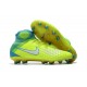 Nouvelle Chaussures de Foot Nike Magista Obra II FG- Volt Blanc Bleu Chlore