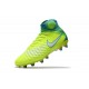 Nouvelle Chaussures de Foot Nike Magista Obra II FG- Volt Blanc Bleu Chlore