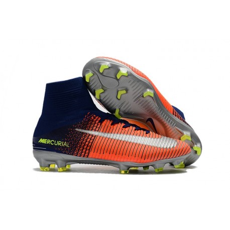 Chaussures de Foot Nike Mercurial Superfly V FG Orange Jaune Argent