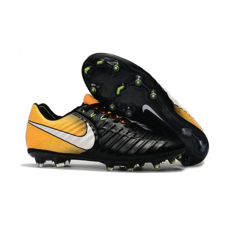 Nike Tiempo Legend VII FG - Chaussures Nike 2017 Noir Blanc Jaune