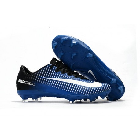 Nouvelles Nike Mercurial Vapor 11 FG Crampons de Football pour Hommes Bleu Blanc Noir