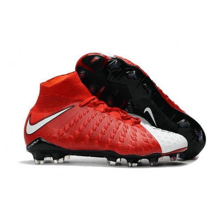 Crampon de Foot Soldes - Nike HyperVenom Phantom III FG Rouge Blanc