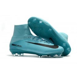 2017 Nouveau Chaussures de Football Mercurial Superfly V FG Bleu Noir