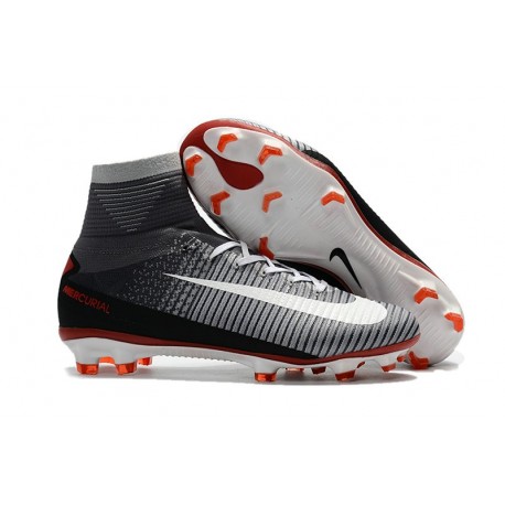 Chaussures de Foot Nike Mercurial Superfly V FG Noir Gris Blanc