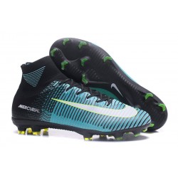 2017 Nouveau Chaussures de Football Mercurial Superfly V FG Noir Blanc Bleu