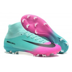 2017 Nouveau Chaussures de Football Mercurial Superfly V FG Rose Bleu Noir