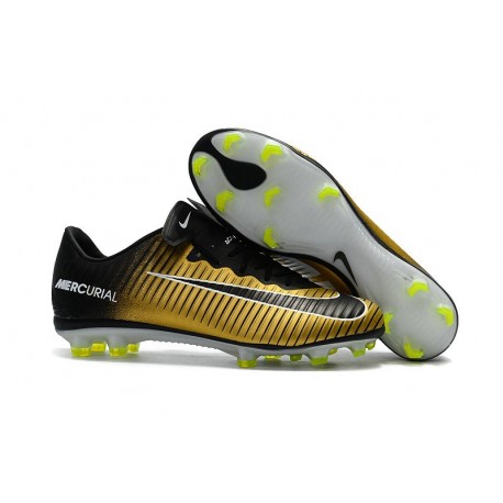 Nike Mercurial Vapor XI FG Chaussures De Foot 2017 Or Noir Blanc