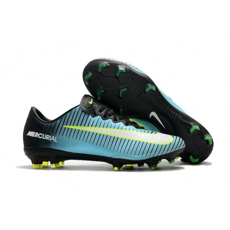 Nike Mercurial Vapor XI FG Chaussures De Foot 2017 Bleu Noir Vert Blanc