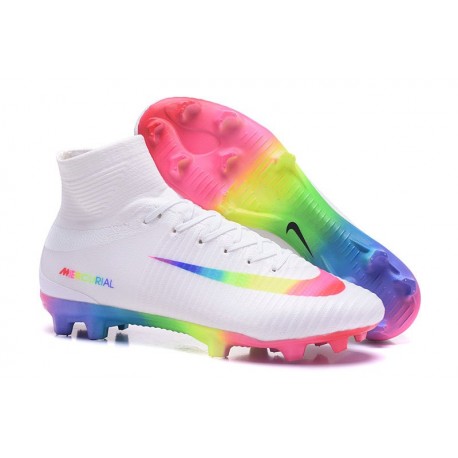 2017 Nouveau Chaussures de Football Mercurial Superfly V FG Blanc Rose Volt Vert Bleu Violet